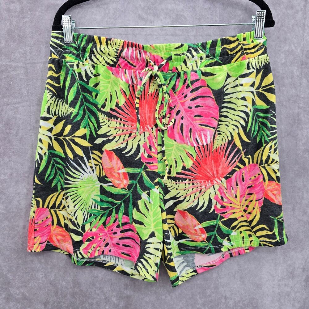 LA Threads Green Tropical Floral‎ Stretch Bottoms Pants Shorts Large